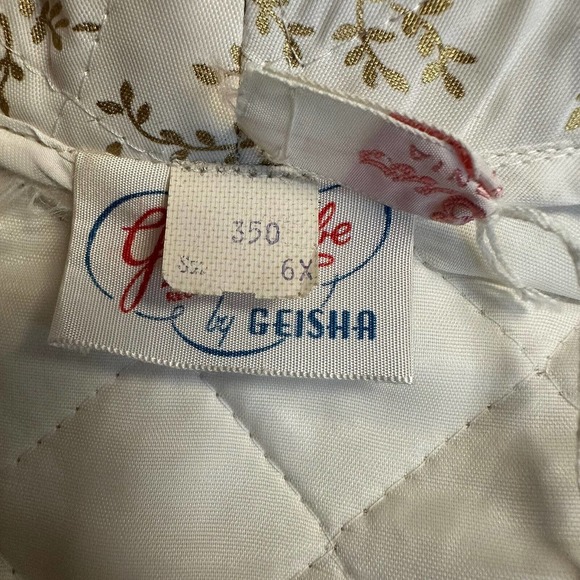 Vintage Girls 6X Short Quilted Bed Jacket Robe White Gold Made in USA‎ NEW - Picture 6 of 9